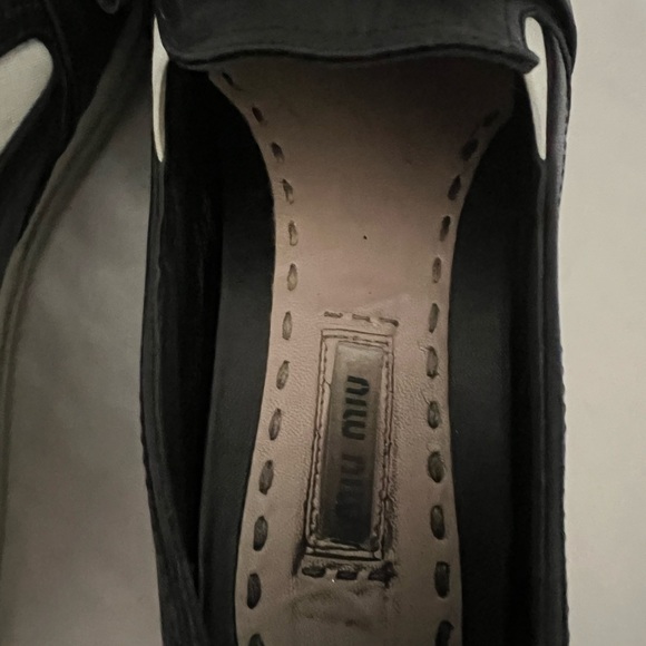 Miu Miu Bow Metal Cap-Toe  Leather Platform 38 - Picture 8 of 11